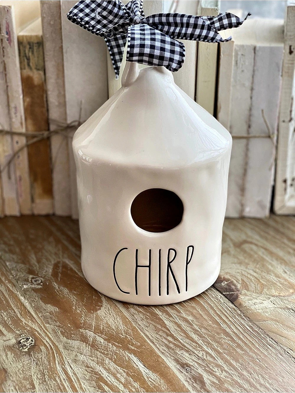 Rae Dunn Chirp Ceramic Birdhouse cream
